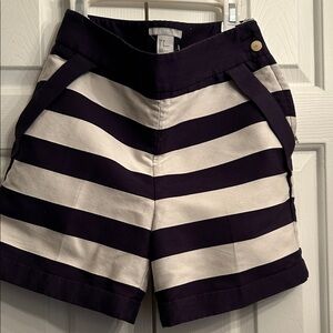 H&M Navy and White Striped High-Rise Shorts